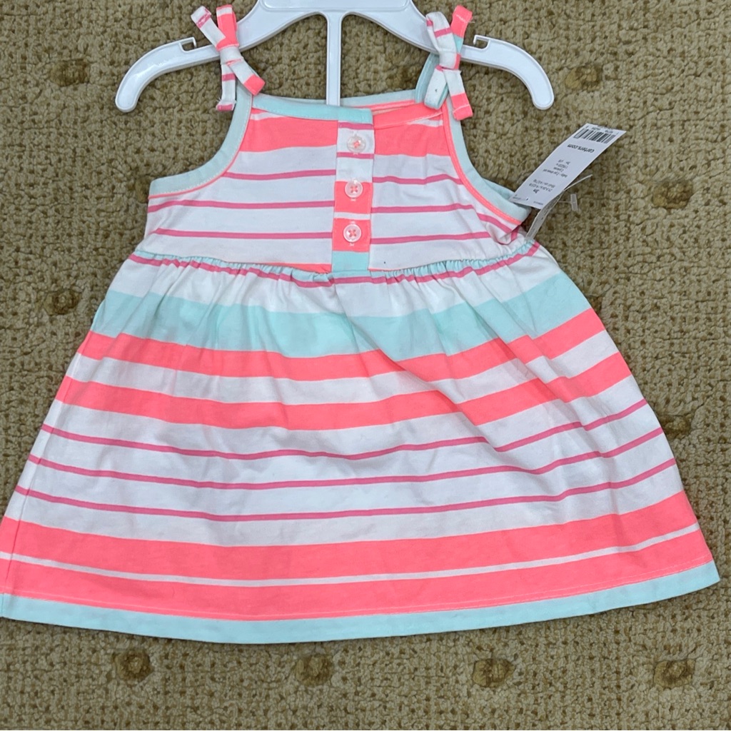 Carters Baby Girl Stripe 2 Piece Sleeve Less Top Bottom Dress Size 3 Month